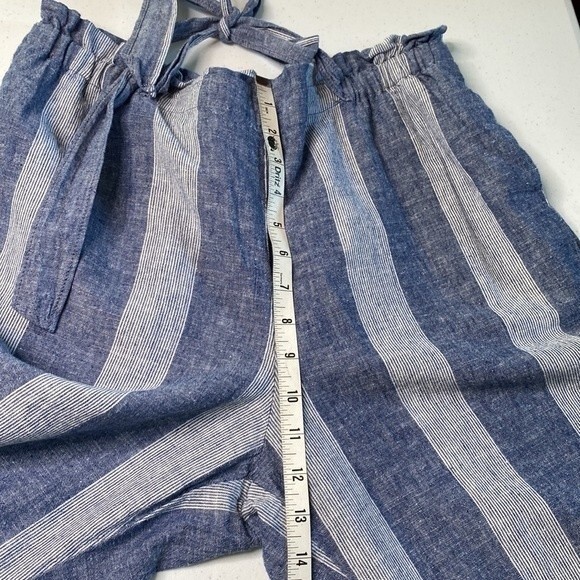 Beachlunchlounge Giavanna Stripe Linen Paper-Bag Tie Waist Pant Pull On Coastal - Picture 13 of 16